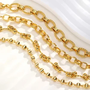 Chunky Gold-Plated Steel Bracelet, Geometric - Image 2