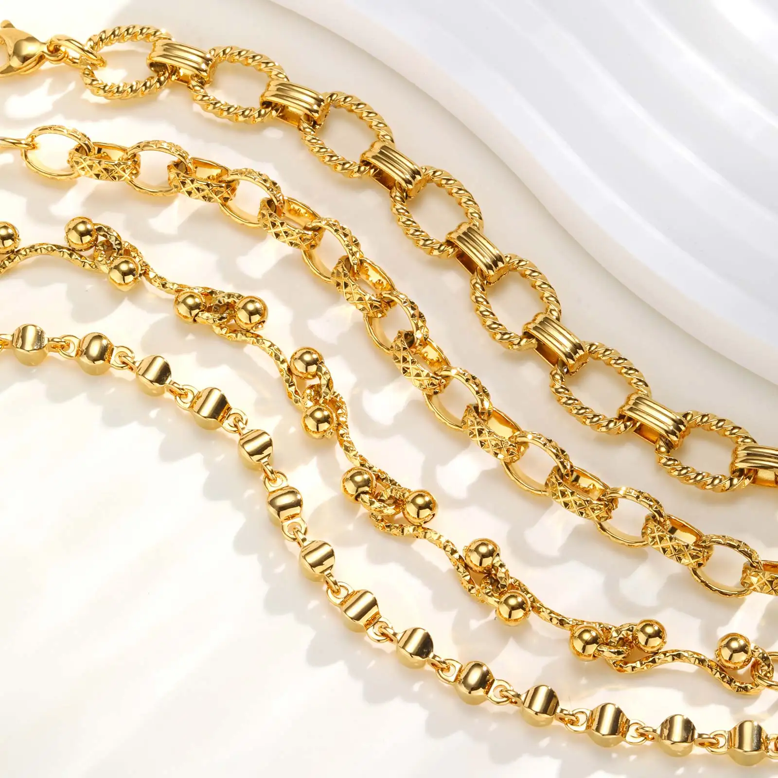 Chunky Gold-Plated Steel Bracelet, Geometric - Image 2