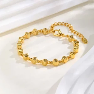 Chunky Gold-Plated Steel Bracelet, Geometric - Image 9