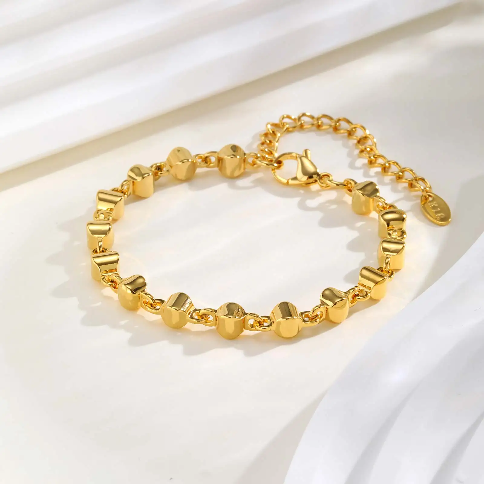 Chunky Gold-Plated Steel Bracelet, Geometric - Image 9