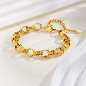 Chunky Gold-Plated Steel Bracelet, Geometric - Image 8