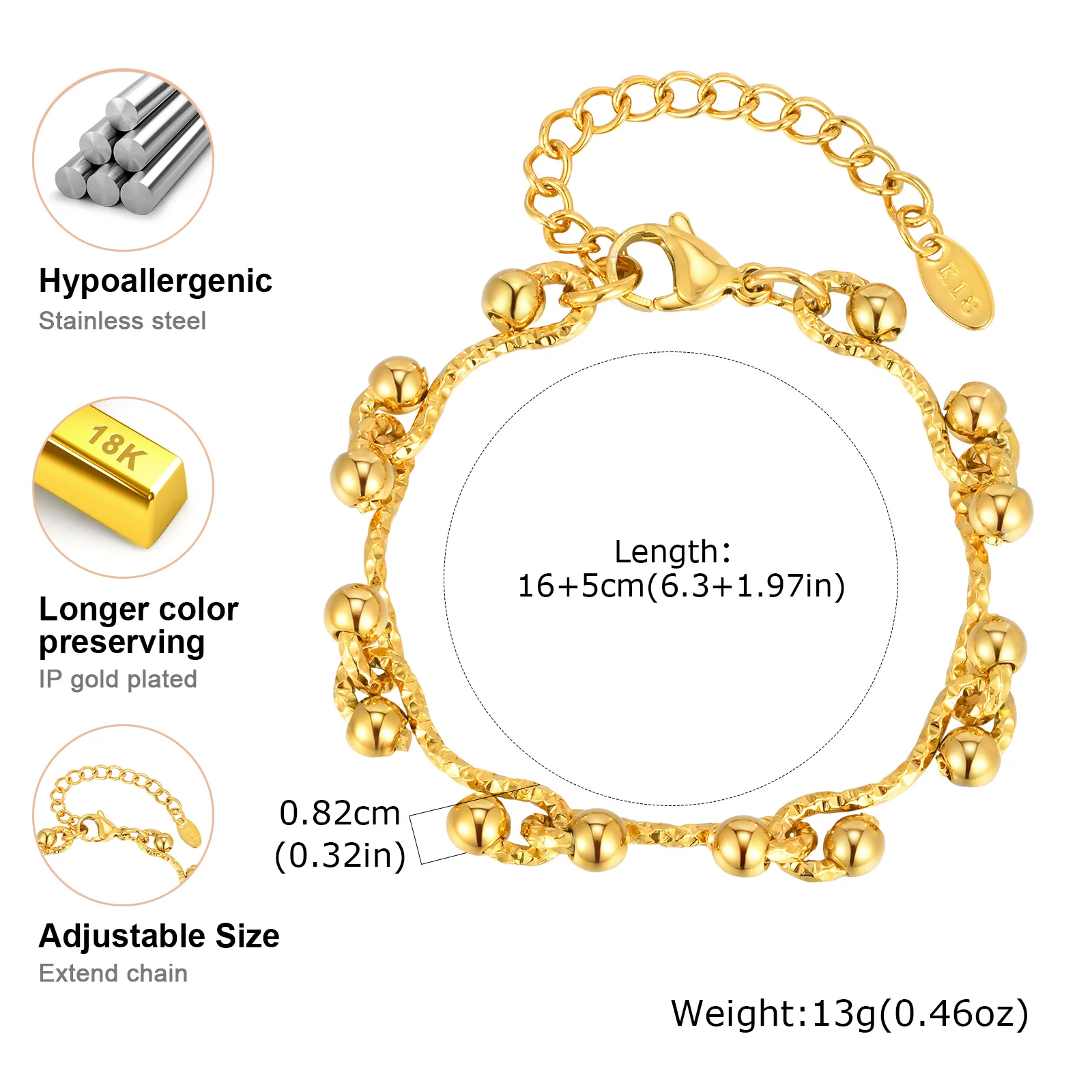 Chunky Gold-Plated Steel Bracelet, Geometric - Image 5