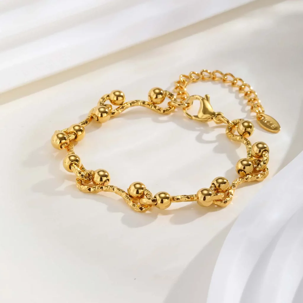 Chunky Gold-Plated Steel Bracelet, Geometric