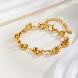 Chunky Gold-Plated Steel Bracelet, Geometric - Image 10