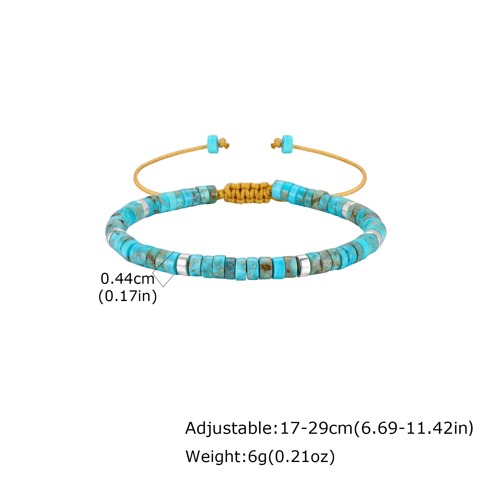 Natural Blue Beaded Bracelet for Men, Minimalist Handmade Stackable - Image 9