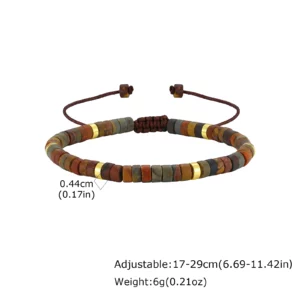 Natural Blue Beaded Bracelet for Men, Minimalist Handmade Stackable - Image 7