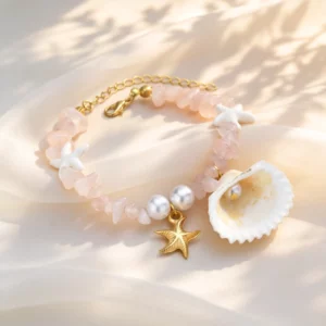 Crushed Stone Starfish Bracelet, Natural Sea Shell Jewelry - Image 4