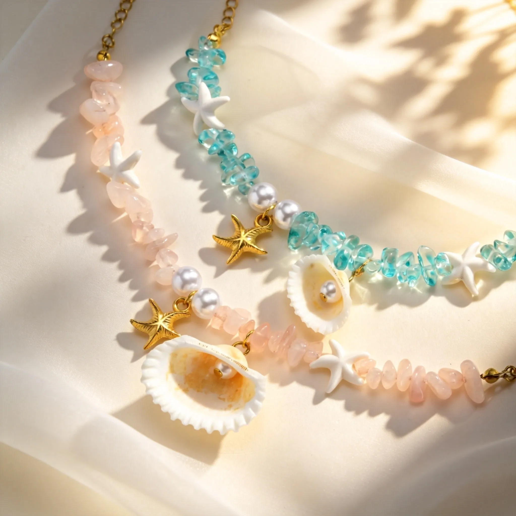 Crushed Stone Starfish Bracelet, Natural Sea Shell Jewelry - Image 5