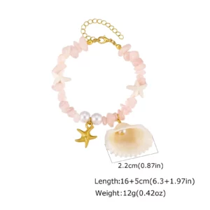 Crushed Stone Starfish Bracelet, Natural Sea Shell Jewelry - Image 7