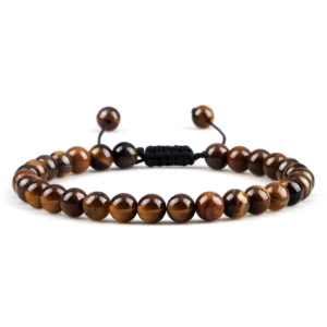 Natural Tiger Eye Stone Beaded Bracelet, Adjustable - Image 12