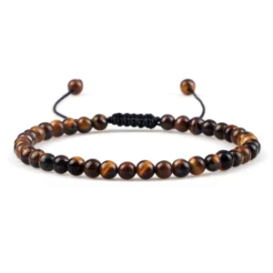 Natural Tiger Eye Stone Beaded Bracelet, Adjustable - Image 14