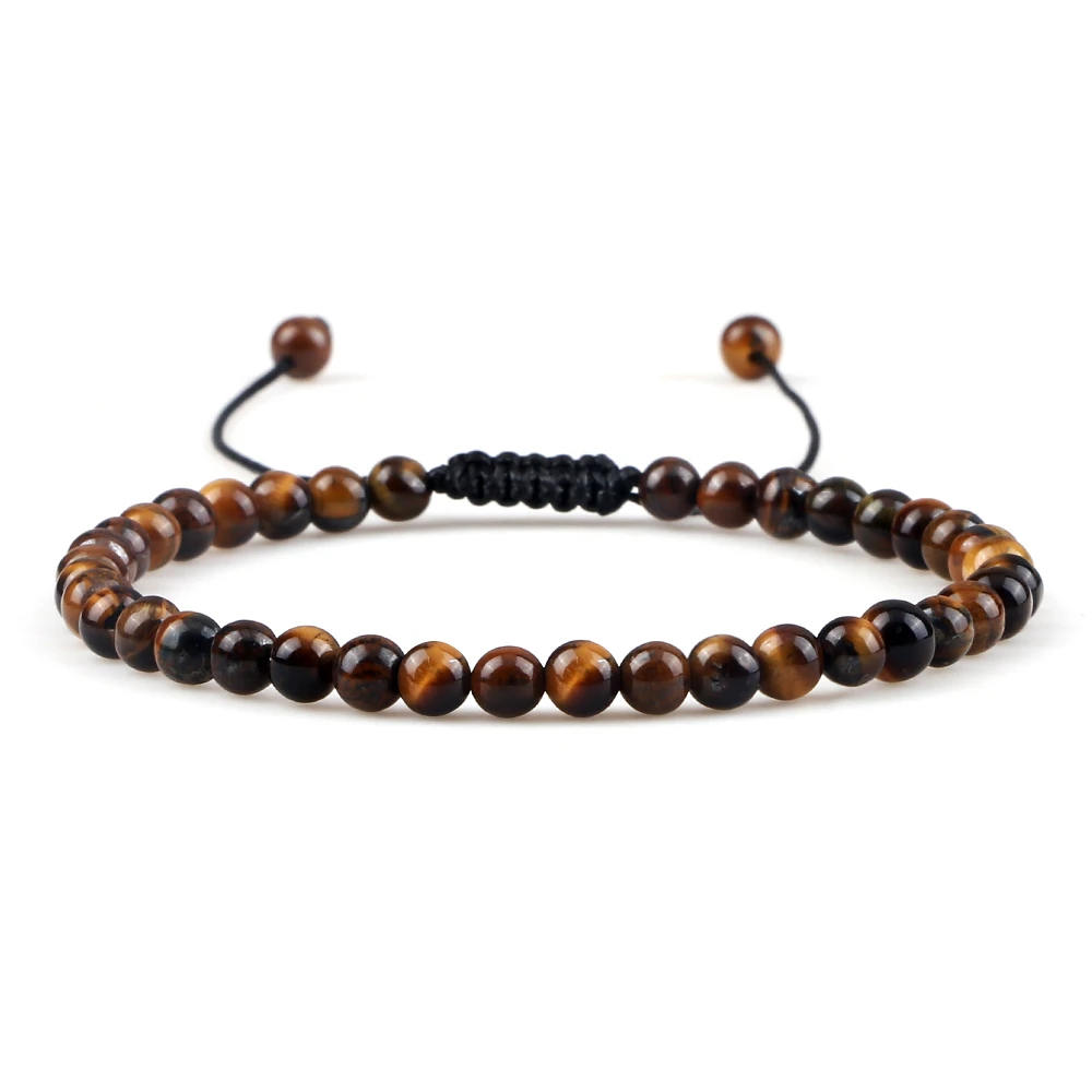Natural Tiger Eye Stone Beaded Bracelet, Adjustable