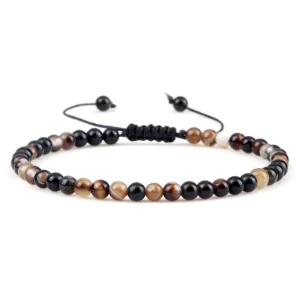 Natural Tiger Eye Stone Beaded Bracelet, Adjustable - Image 22