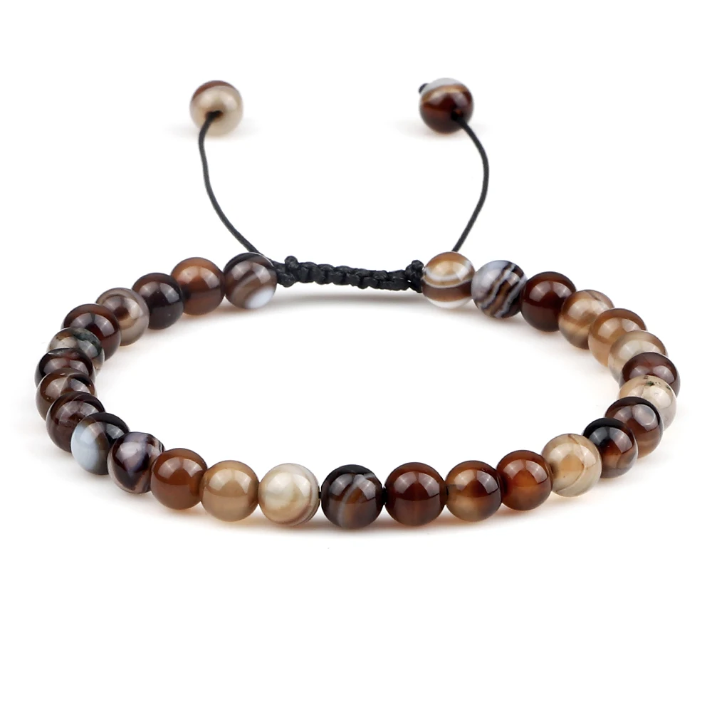 Natural Tiger Eye Stone Beaded Bracelet, Adjustable