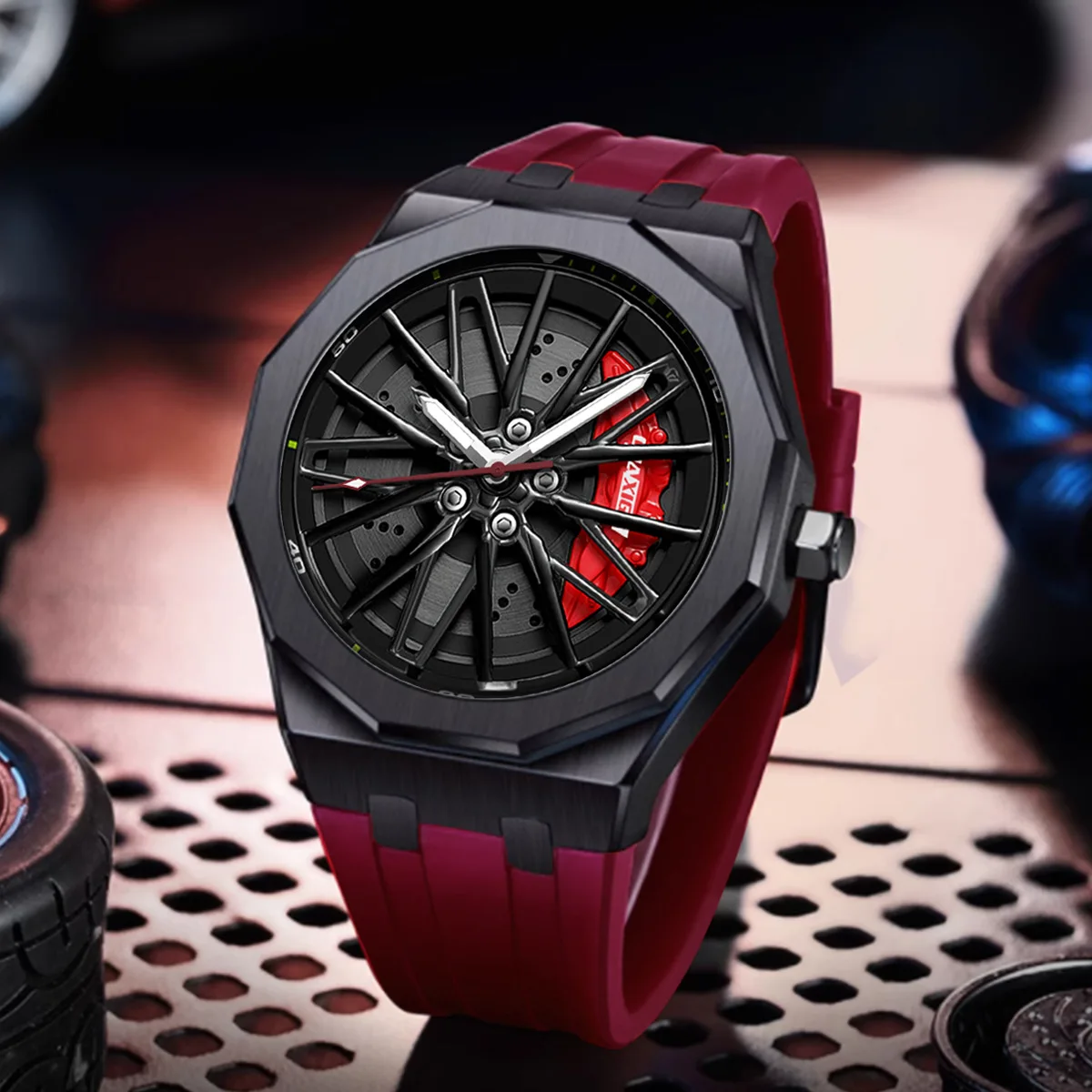 Casual Men's Quartz Sports Watch, Waterproof Silicone Band - Image 4