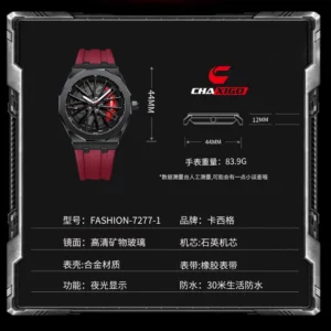 Casual Men's Quartz Sports Watch, Waterproof Silicone Band - Image 5