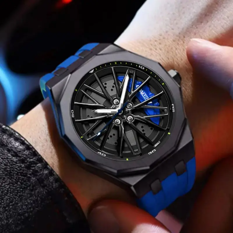 Casual Men's Quartz Sports Watch, Waterproof Silicone Band