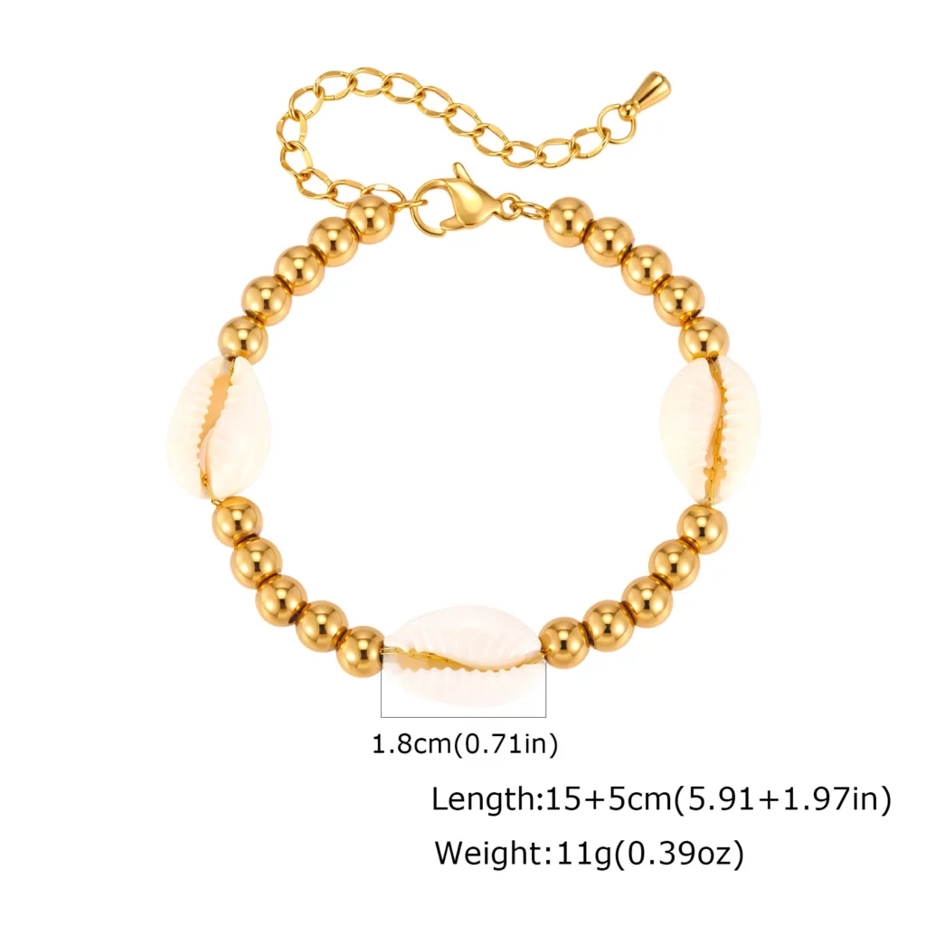 Boho Shell Bracelet with Steel BeadsEmbrace effortless coastal