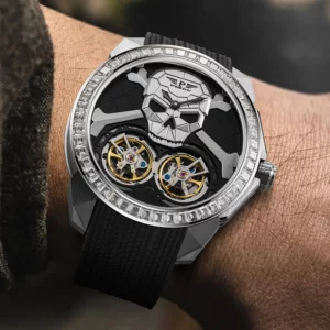 PINDU Skull Mechanical Watch, Automatic Double Flywheel - Image 4