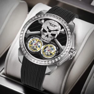 PINDU Skull Mechanical Watch, Automatic Double Flywheel - Image 1