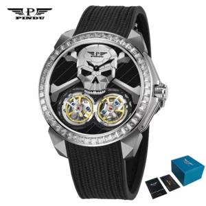 PINDU Skull Mechanical Watch, Automatic Double Flywheel - Image 8