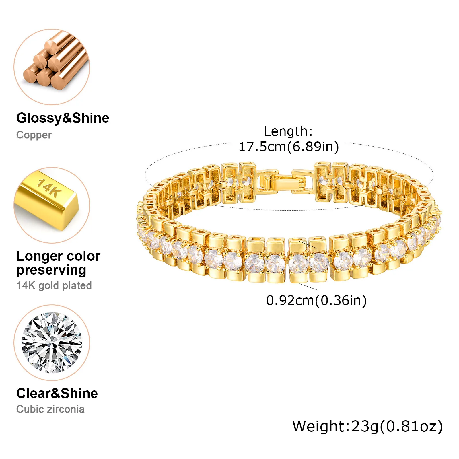 Chunky Paperclip Chain Bracelet, 14K Gold Plated - Image 6