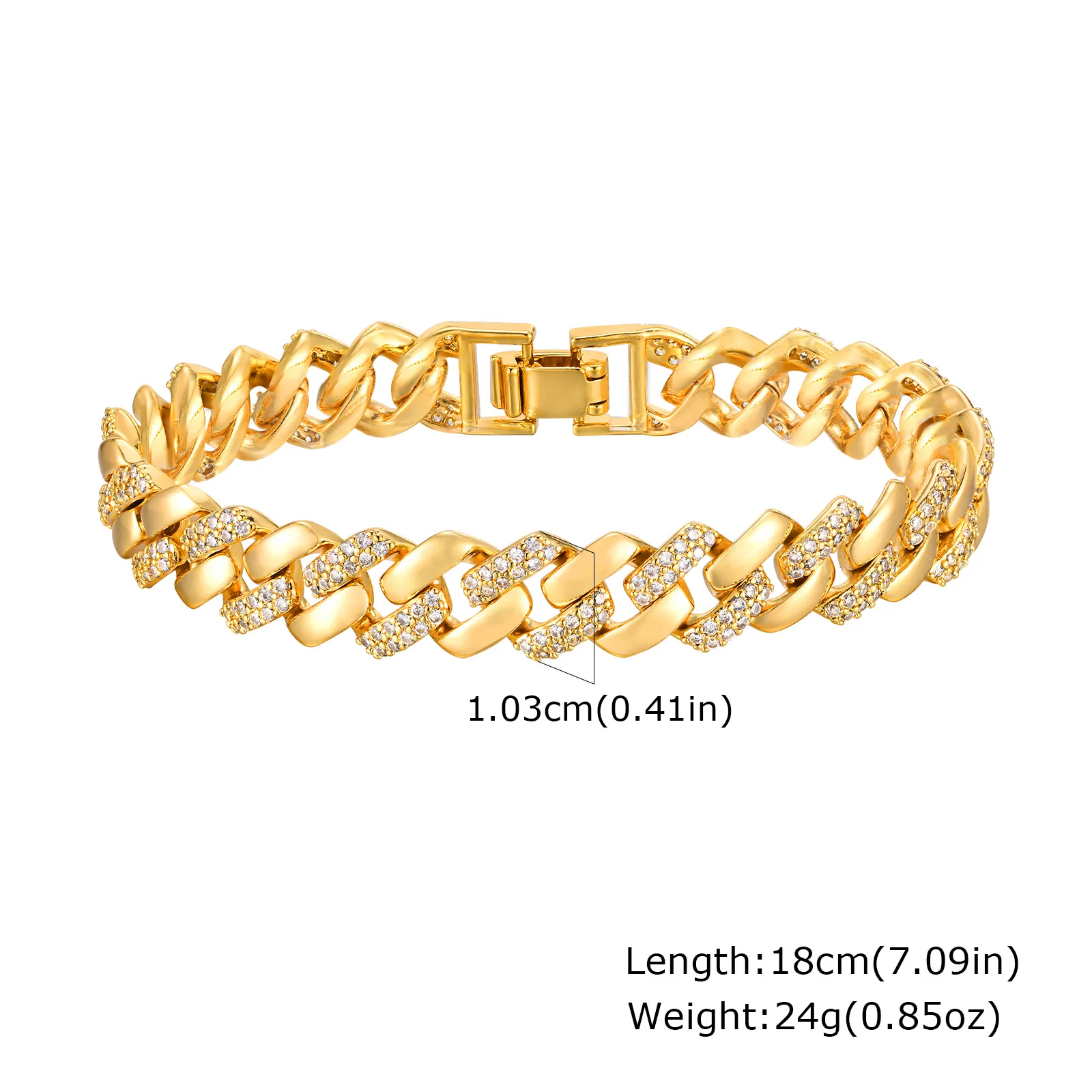 Gold Plated Cubic Zirconia Chunky Link Bracelet - Image 7
