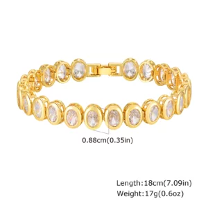 Gold Plated Cubic Zirconia Chunky Link Bracelet - Image 8