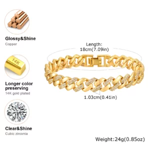 Gold Plated Paperclip Chain Bracelet with Cubic Zirconia - Image 6