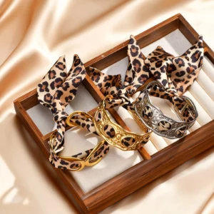 Retro Leopard Silk Cuff Bracelet - Image 1