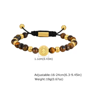 Saint Benedict Gold Stainless Steel Beaded Bracelet - Image 8