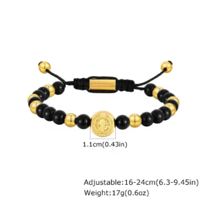 Saint Benedict Gold Stainless Steel Beaded Bracelet - Image 7