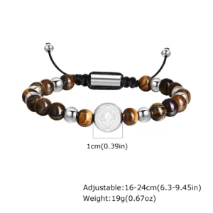Saint Benedict Gold Stainless Steel Beaded Bracelet - Image 9