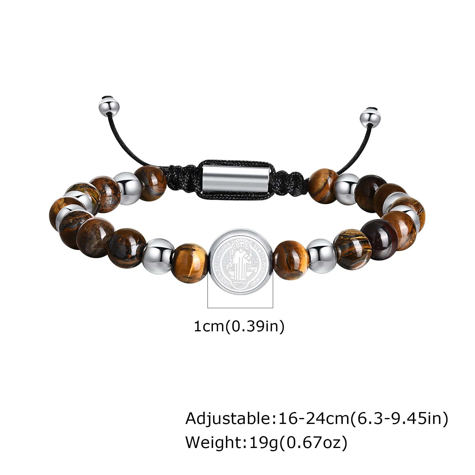 Saint Benedict Gold Stainless Steel Beaded Bracelet - Image 9