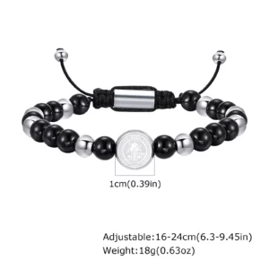 Saint Benedict Gold Stainless Steel Beaded Bracelet - Image 10