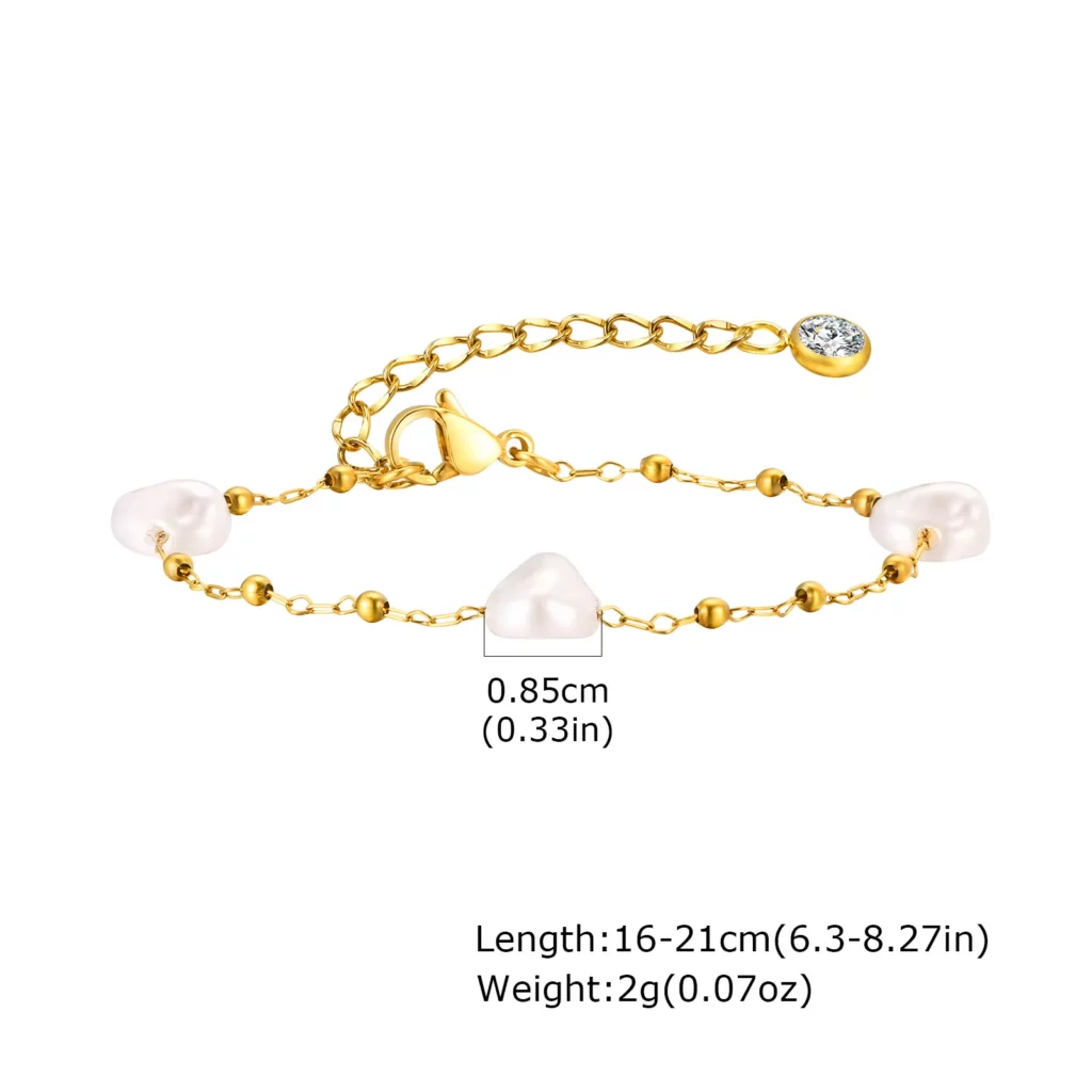 Baroque Pearl Gold Bracelet Stainless Steel