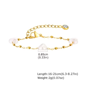 Baroque Pearl Gold Bracelet Stainless Steel - Image 2