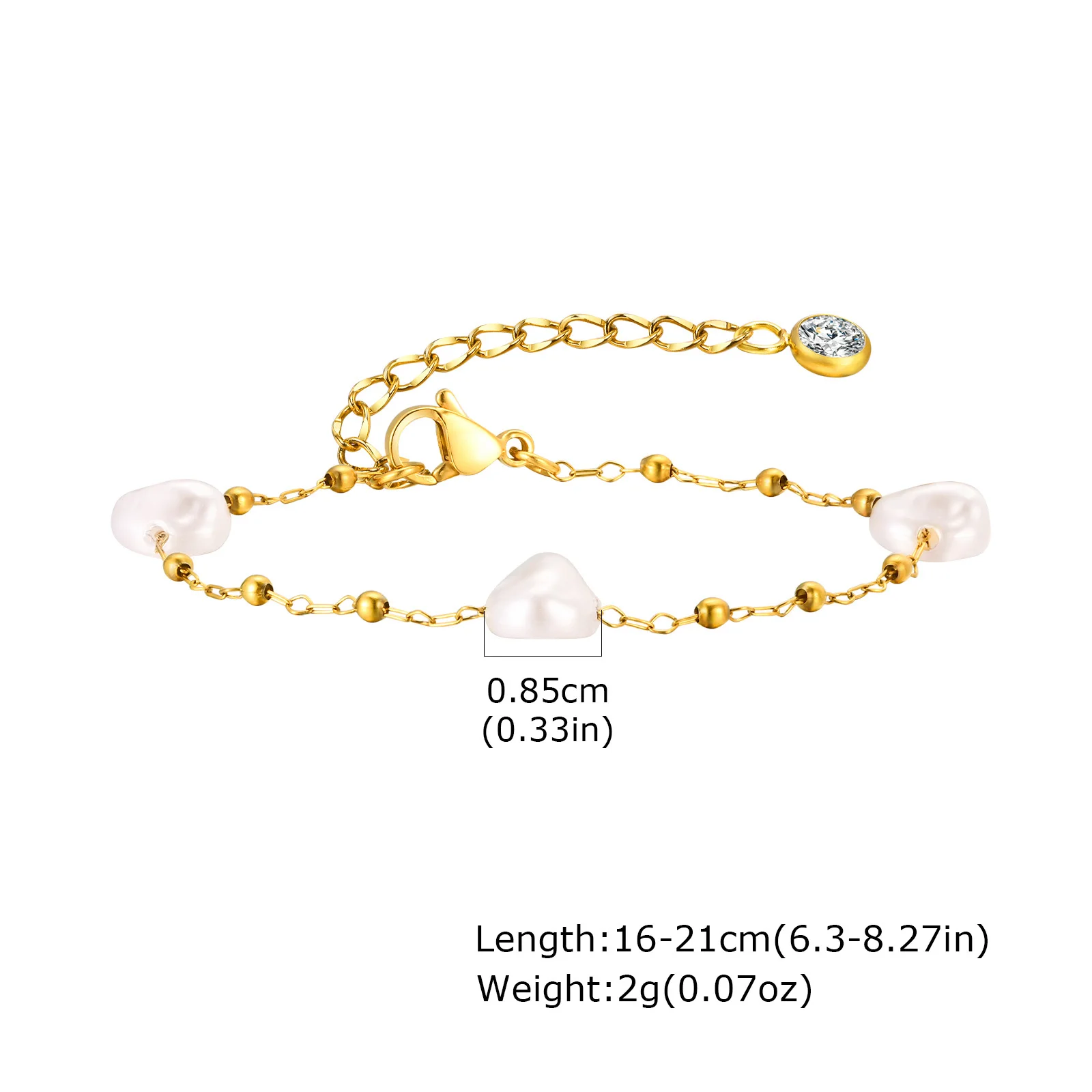 Baroque Pearl Gold Bracelet Stainless Steel - Image 2