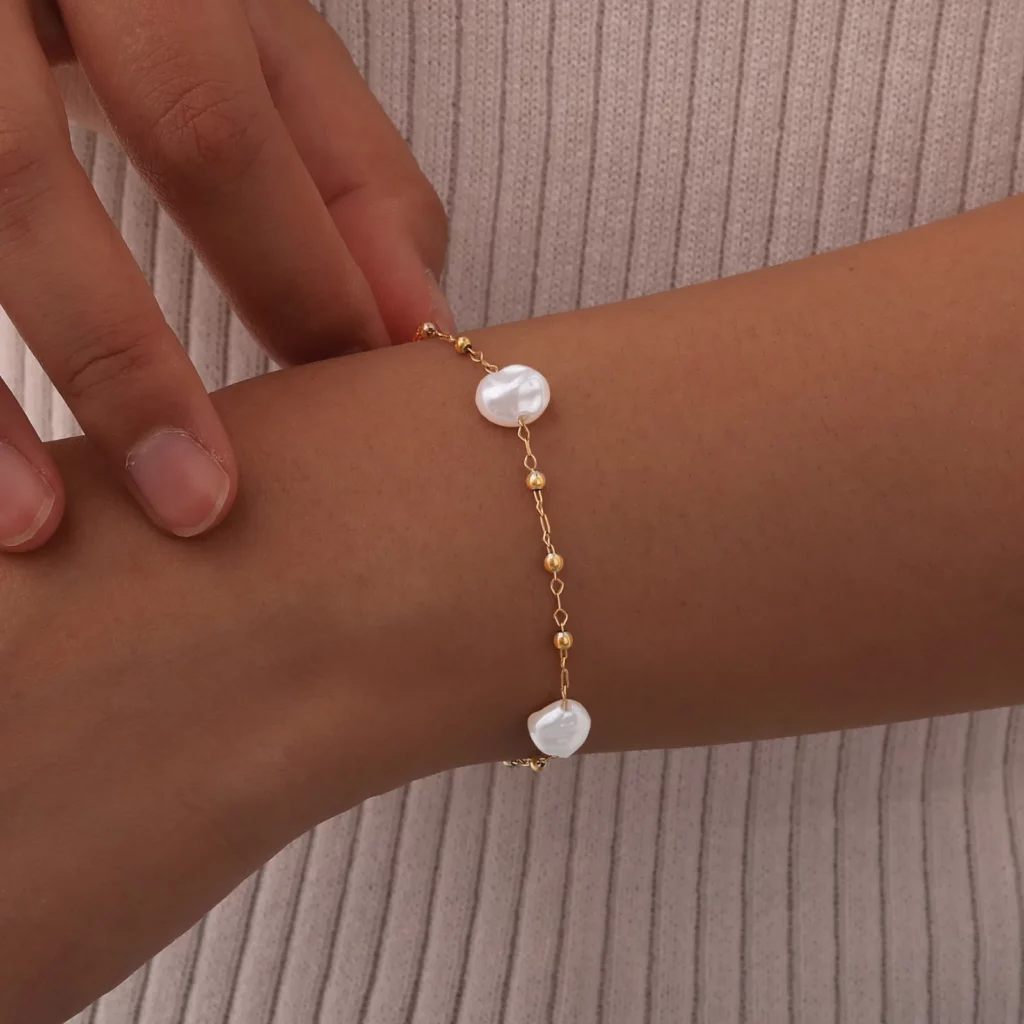 Baroque Pearl Gold Bracelet Stainless Steel