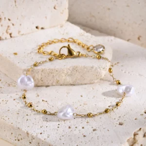 Baroque Pearl Gold Bracelet Stainless Steel - Image 3