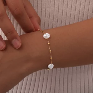 Baroque Pearl Gold Bracelet Stainless Steel - Image 1
