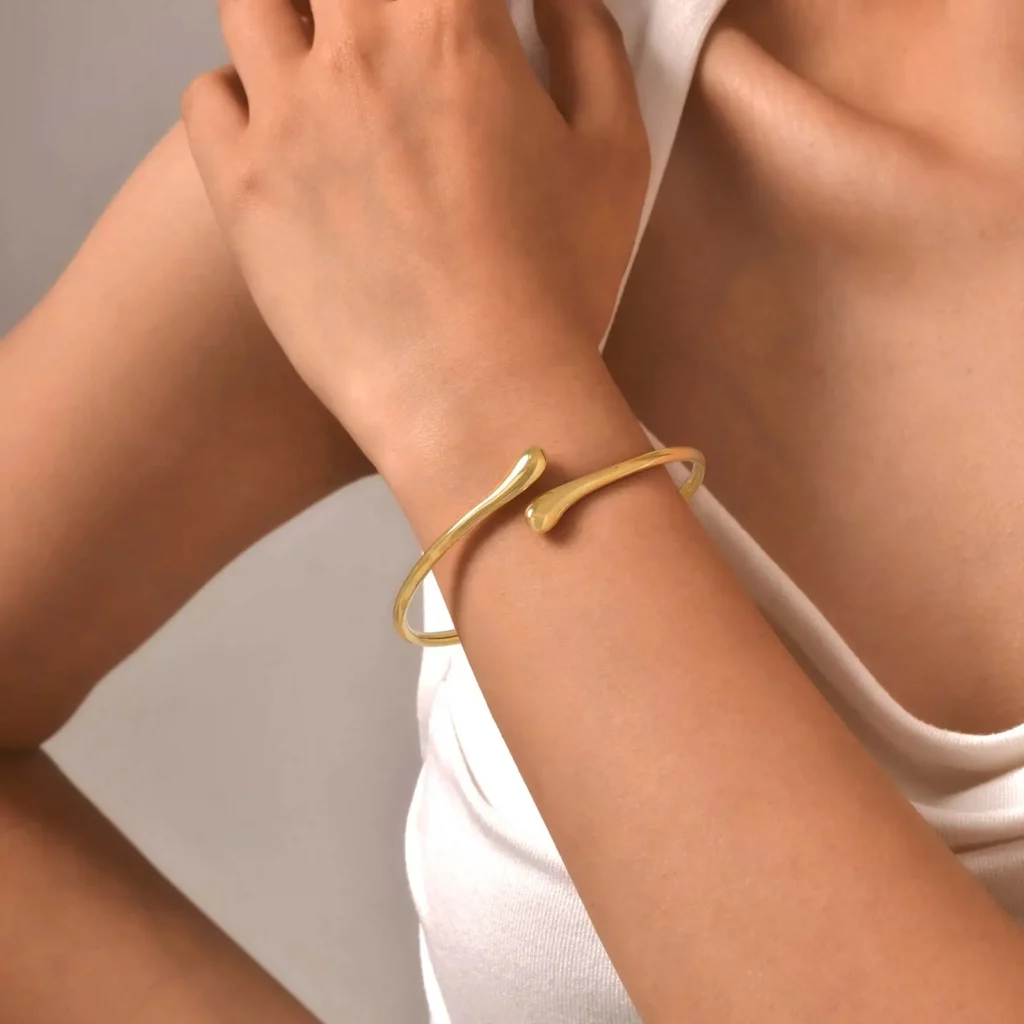 Stainless Steel Water Drop Open Bangle