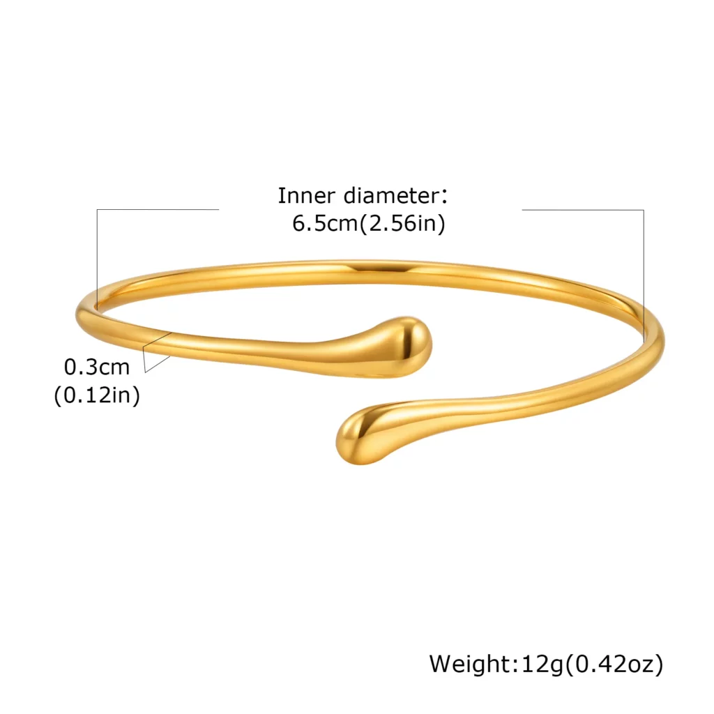 Stainless Steel Water Drop Open Bangle