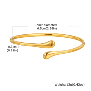 Stainless Steel Water Drop Open Bangle - Image 8
