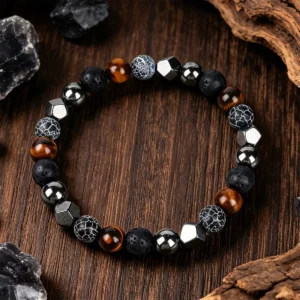 Tiger Eye & Lava Rock Stretch Bracelet: Daily Luck & Energy - Image 3