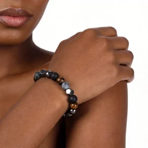 Tiger Eye & Lava Rock Stretch Bracelet: Daily Luck & Energy - Image 4