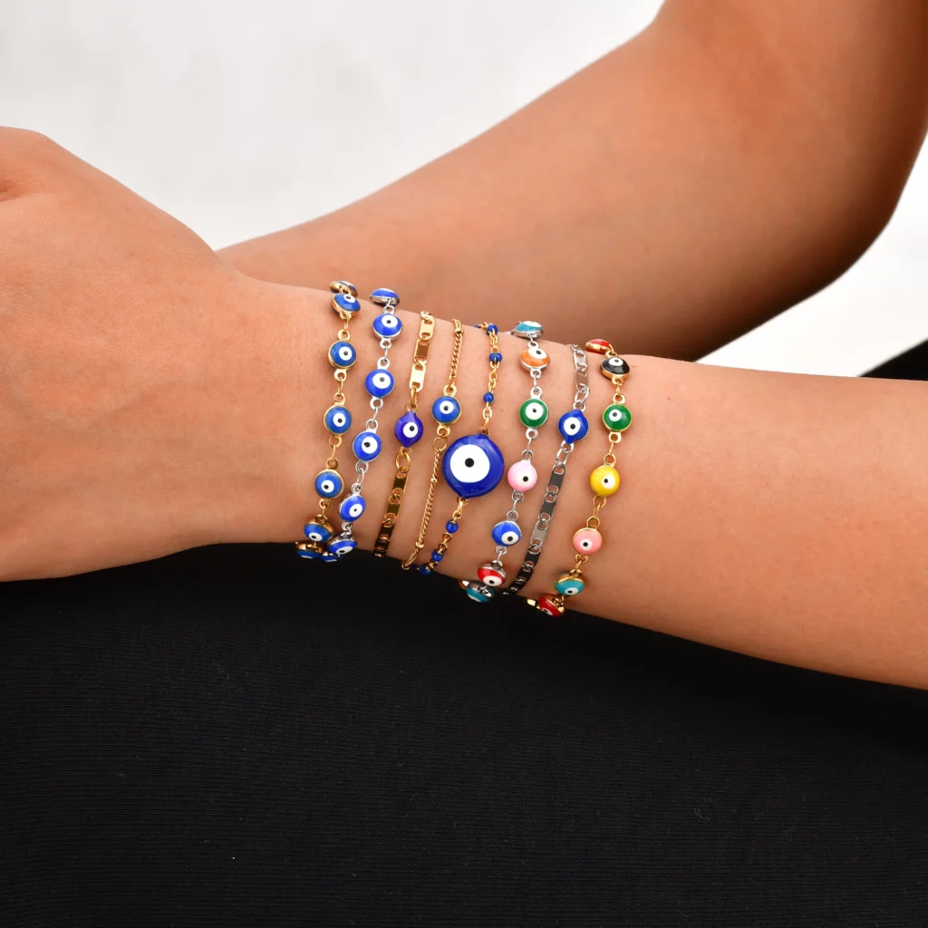 Vintage Beaded Blue Demon Evil Eye Bracelet