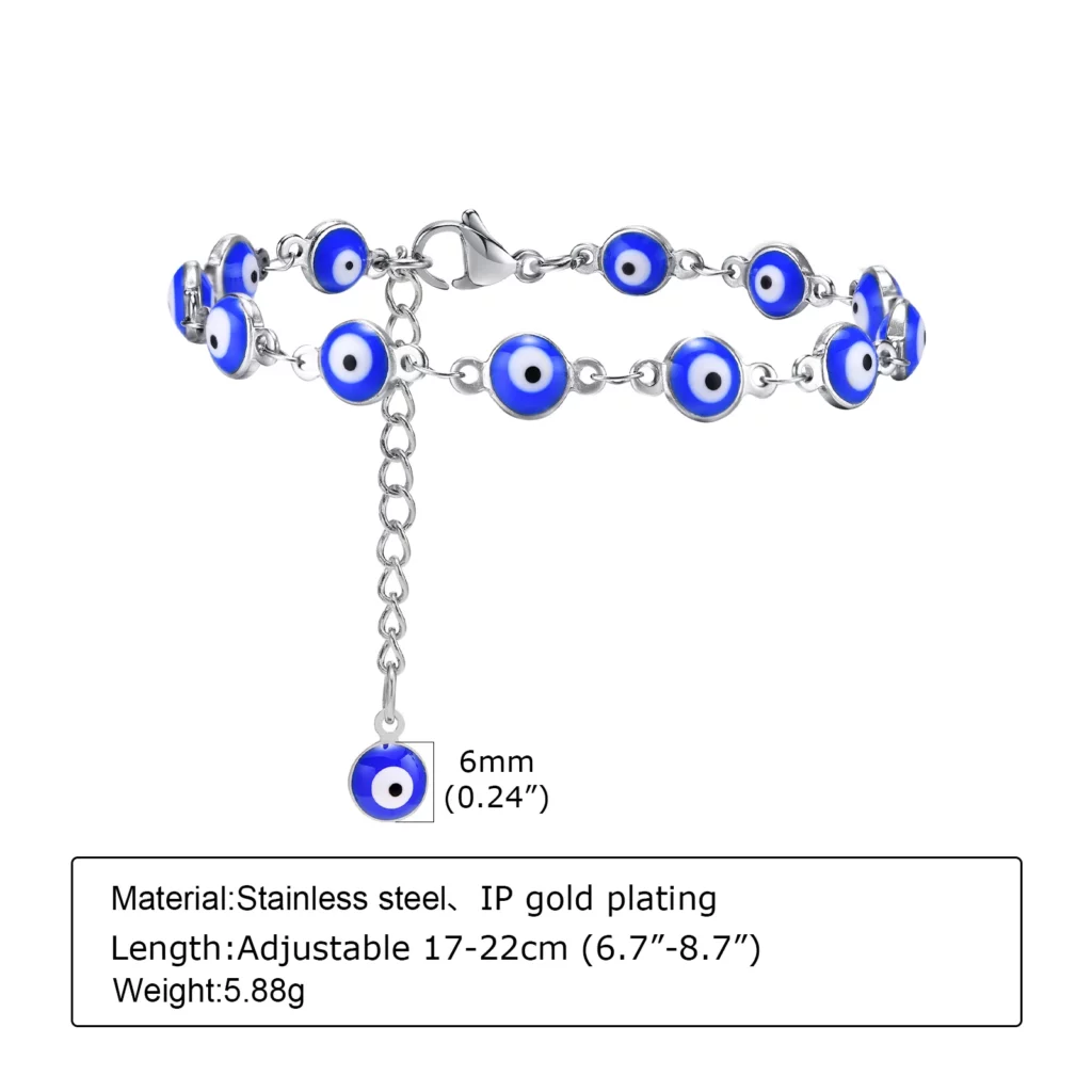 Vintage Beaded Blue Demon Evil Eye Bracelet