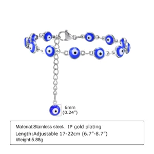 Vintage Beaded Blue Demon Evil Eye Bracelet - Image 9