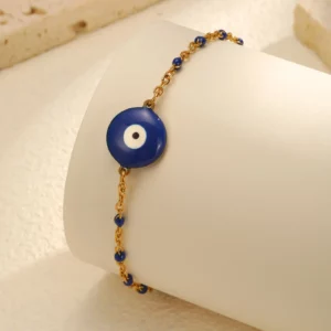 Vintage Beaded Blue Demon Evil Eye Bracelet - Image 5